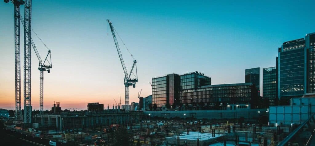 construction site cranes high tip buckets ba caulkett