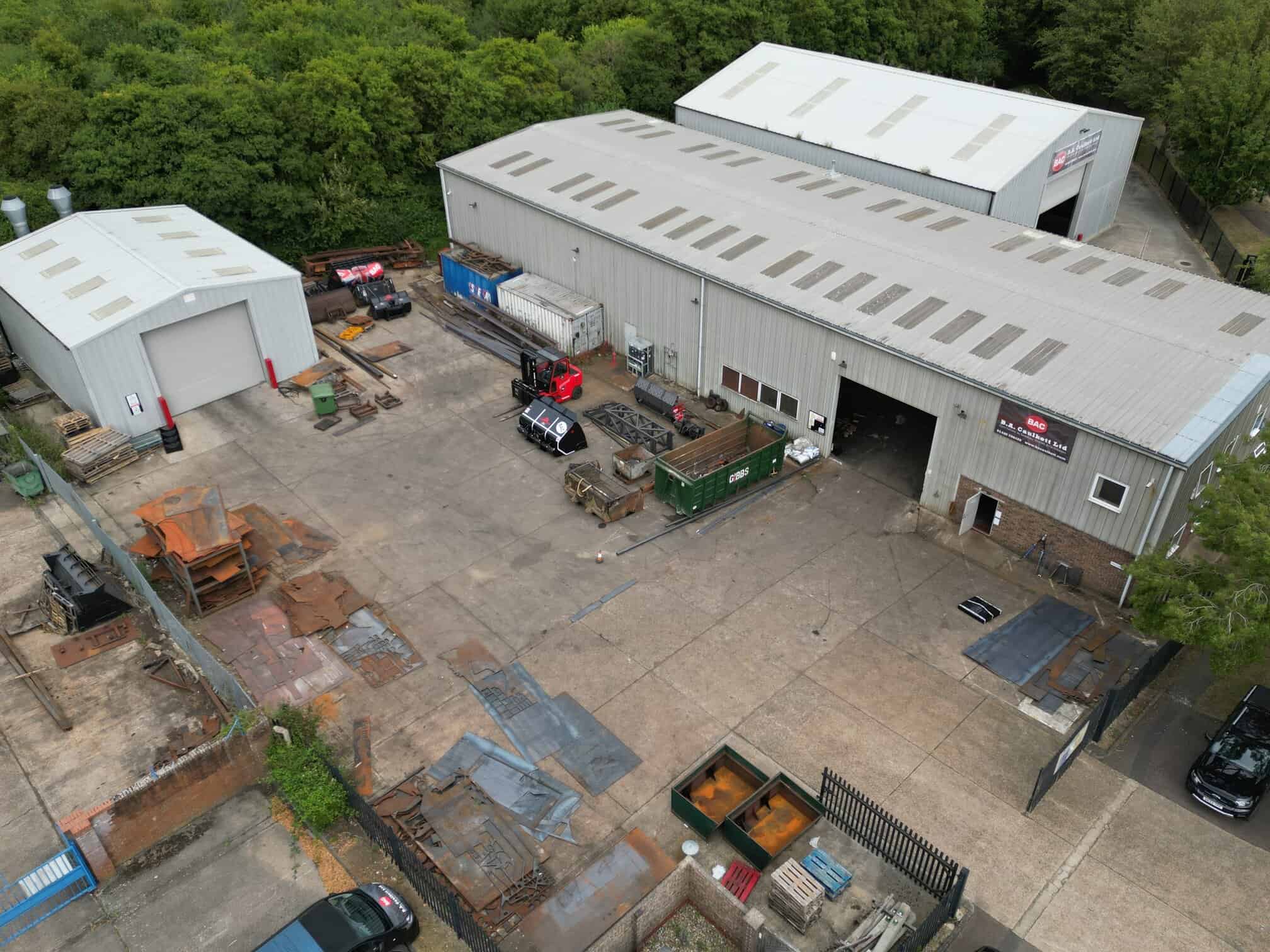 B. A. Caulkett factory aerial shot showing production and paint plants