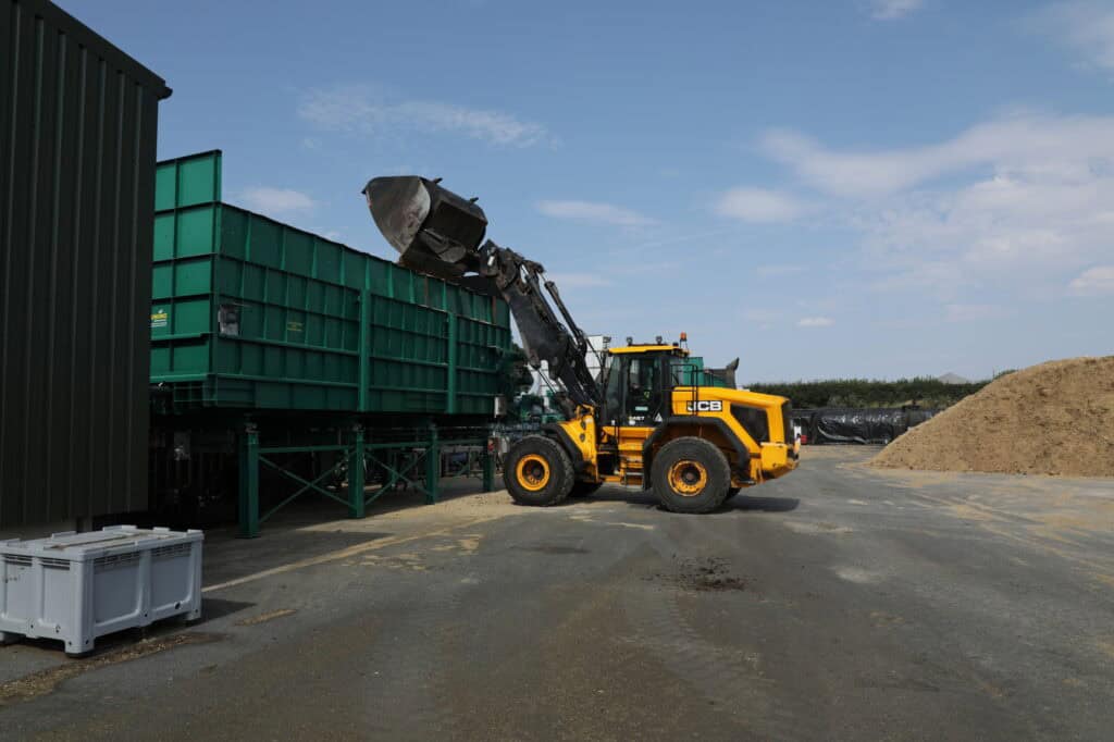 BAC High Tip Bucket on JCB 457 loading hopper