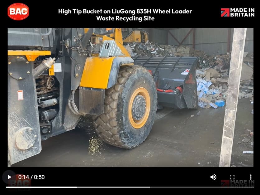 BA Caulkett High Tip Bucket on LiuGong 835H Wheel Loader
